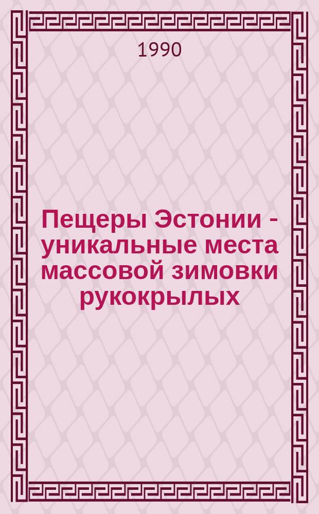 Пещеры Эстонии - уникальные места массовой зимовки рукокрылых