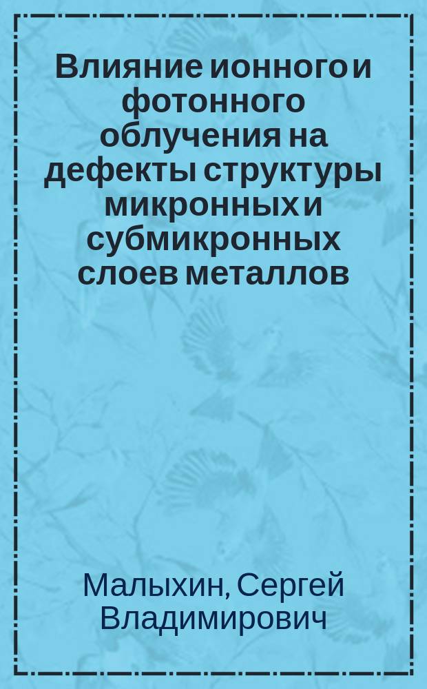 Влияние ионного и фотонного облучения на дефекты структуры микронных и субмикронных слоев металлов : Автореф. дис. на соиск. учен. степ. канд. физ.-мат. наук : (01.04.07)