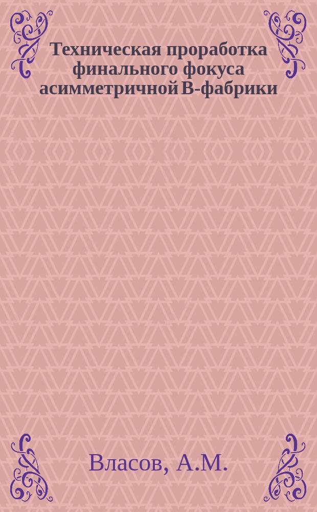 Техническая проработка финального фокуса асимметричной В-фабрики