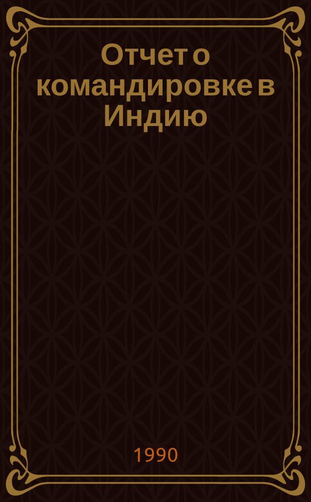 Отчет о командировке в Индию