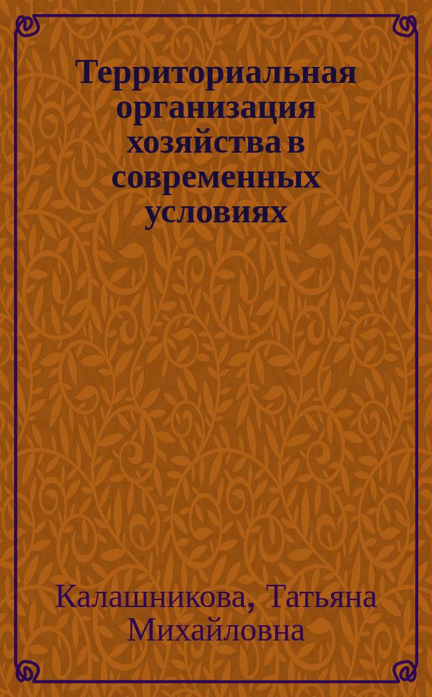 Территориальная организация хозяйства в современных условиях