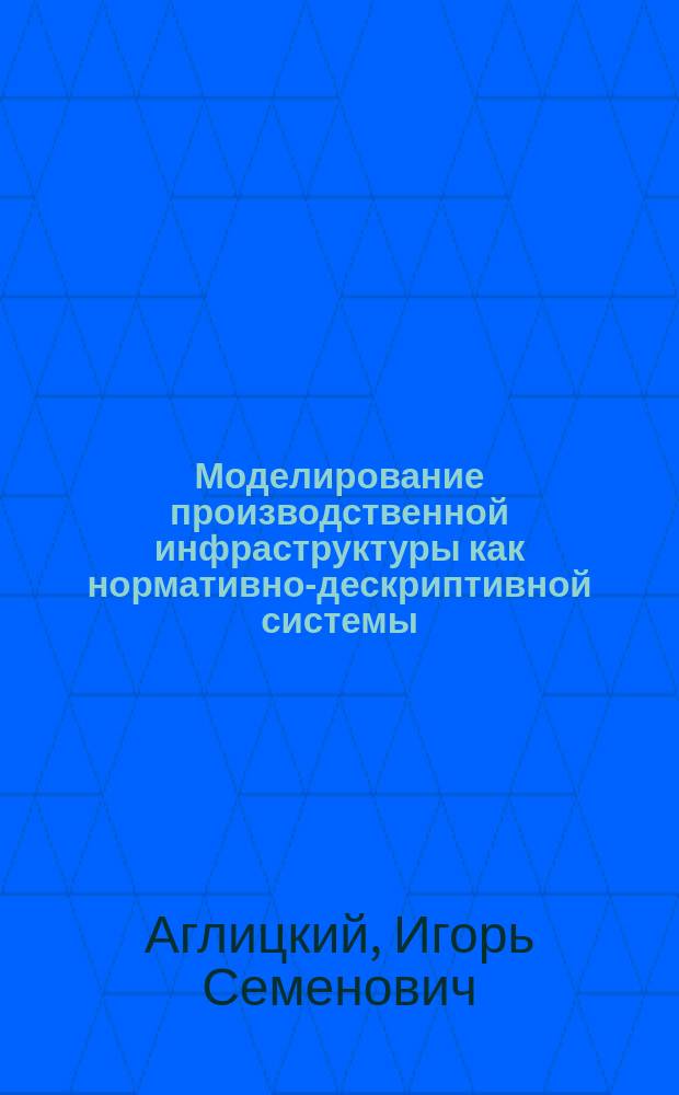Моделирование производственной инфраструктуры как нормативно-дескриптивной системы : Автореф. дис. на соиск. учен. степ. канд. экон. наук : (08.00.13)