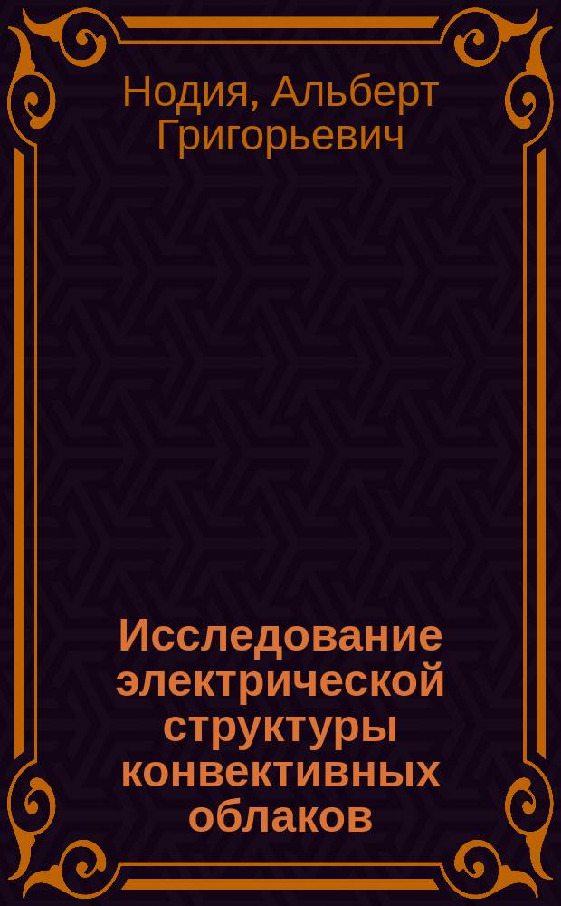 Исследование электрической структуры конвективных облаков : Автореф. дис. на соиск. учен. степ. канд. физ.-мат. наук : (04.00.22)