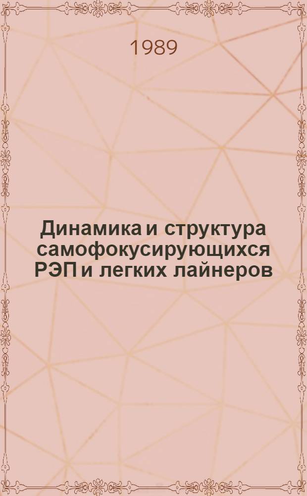 Динамика и структура самофокусирующихся РЭП и легких лайнеров : Автореф. дис. на соиск. учен. степ. канд. физ.-мат. наук : (01.04.08)