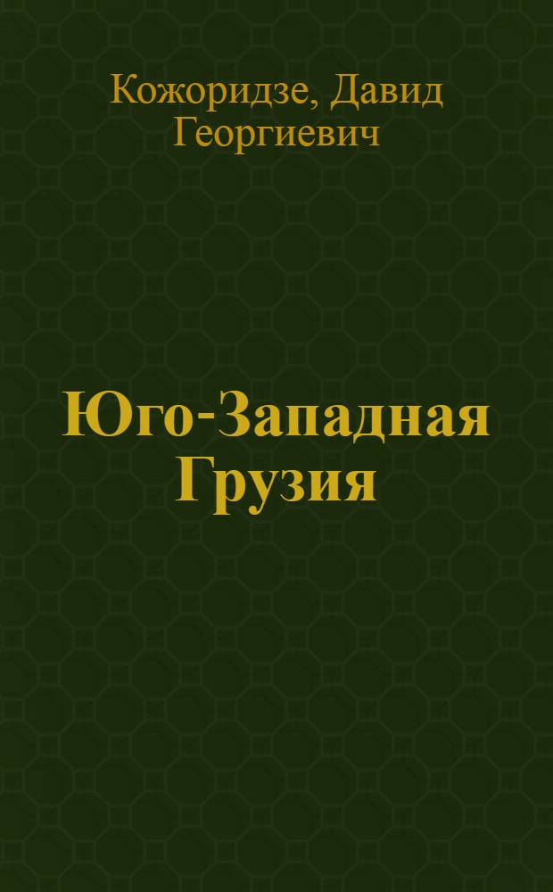 Юго-Западная Грузия (Самцхе-Джавахети) в годы Советской власти (1921-1985 гг.) : Автореф. дис. на соиск. учен. степ. д-ра ист. наук : (07.00.02)