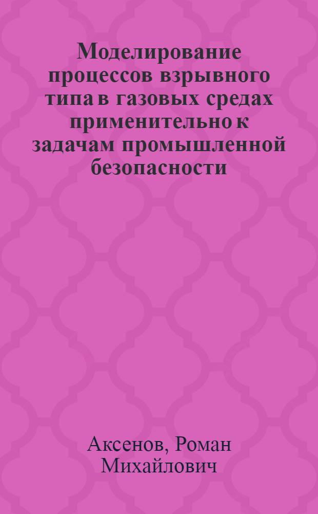 Моделирование процессов взрывного типа в газовых средах применительно к задачам промышленной безопасности