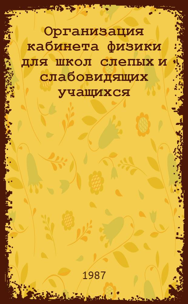 Организация кабинета физики для школ слепых и слабовидящих учащихся : (Метод. рекомендации)