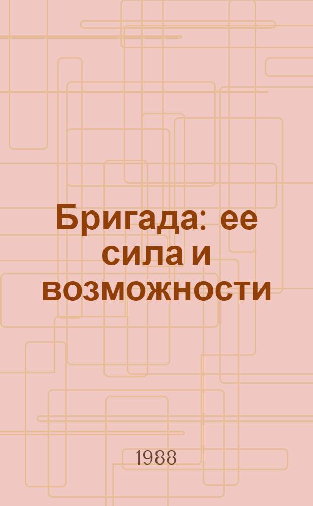 Бригада: ее сила и возможности