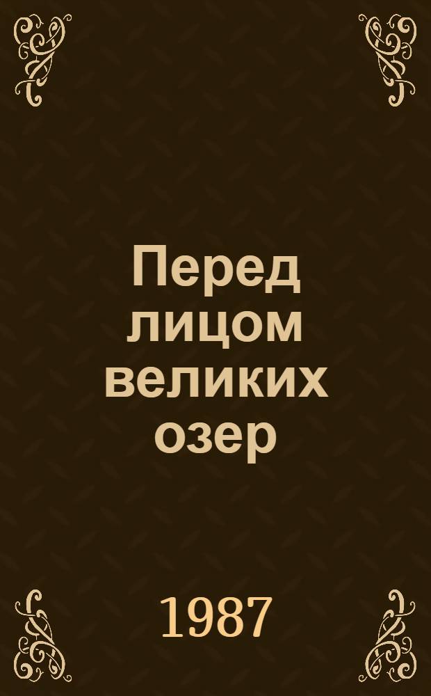 Перед лицом великих озер