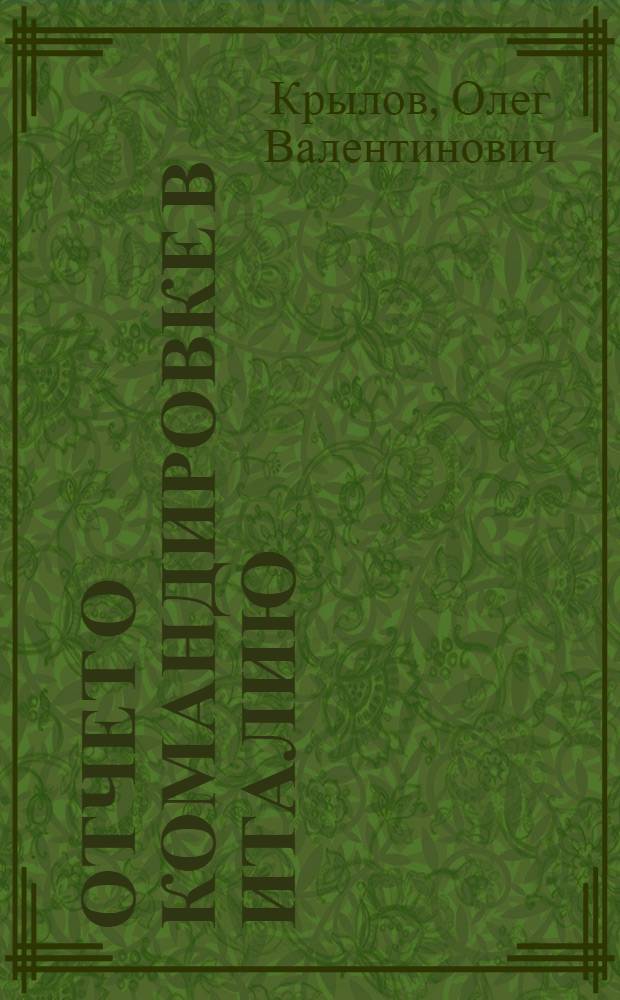 Отчет о командировке в Италию