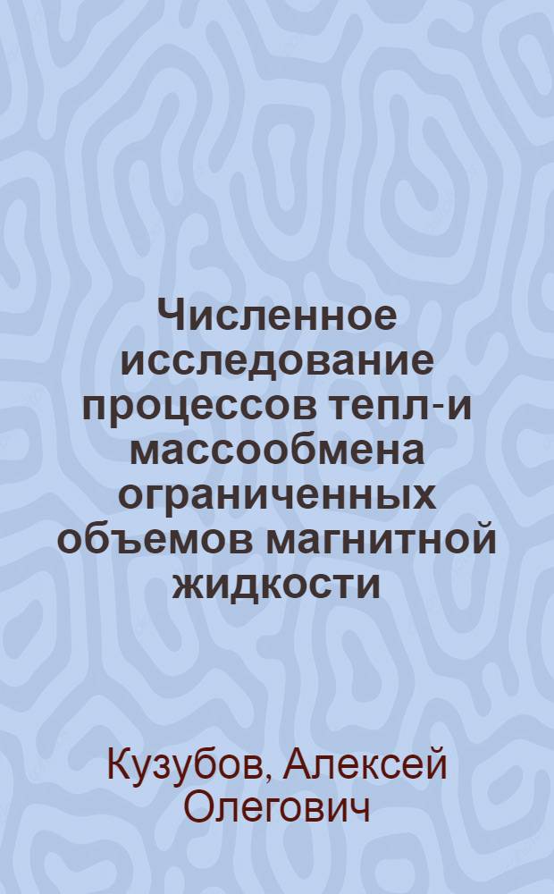 Численное исследование процессов тепло- и массообмена ограниченных объемов магнитной жидкости : Автореф. дис. на соиск. учен. степ. канд. физ.-мат. наук : (01.04.14)