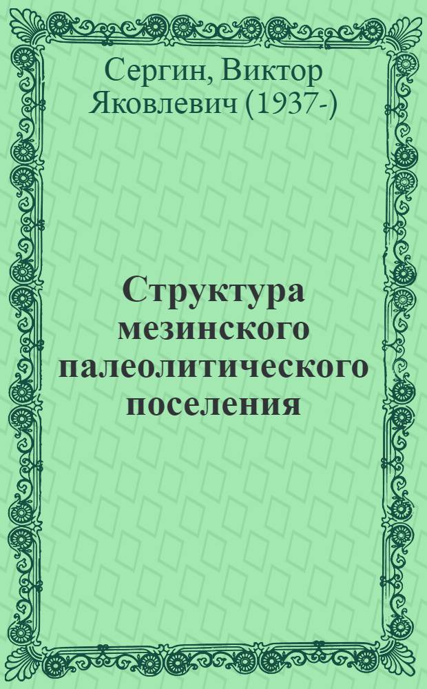 Структура мезинского палеолитического поселения