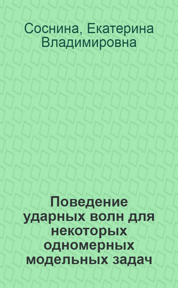 Поведение ударных волн для некоторых одномерных модельных задач : Автореф. дис. на соиск. учен. степ. канд. физ.-мат. наук : (01.01.02)