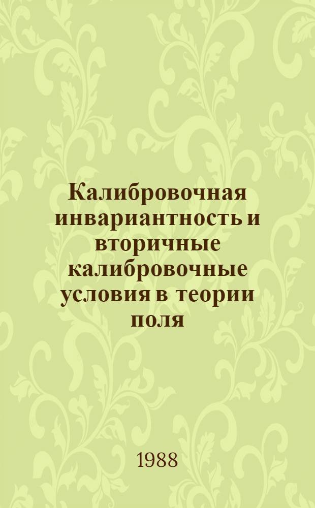 Калибровочная инвариантность и вторичные калибровочные условия в теории поля : Автореф. дис. на соиск. учен. степ. канд. физ.-мат. наук : (01.04.02)