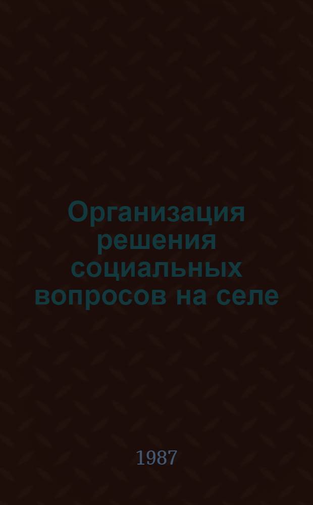 Организация решения социальных вопросов на селе
