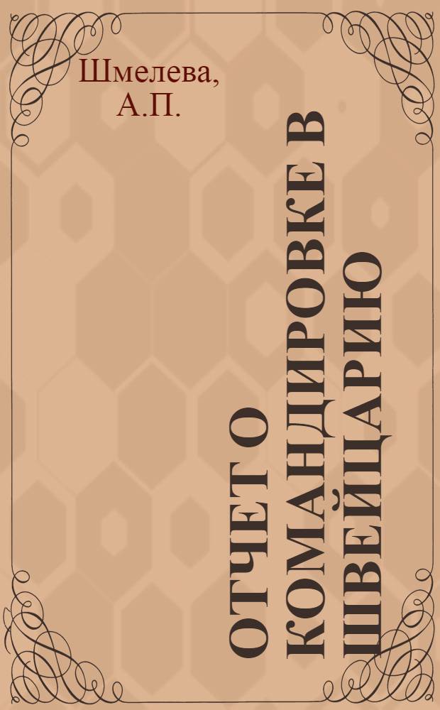 Отчет о командировке в Швейцарию