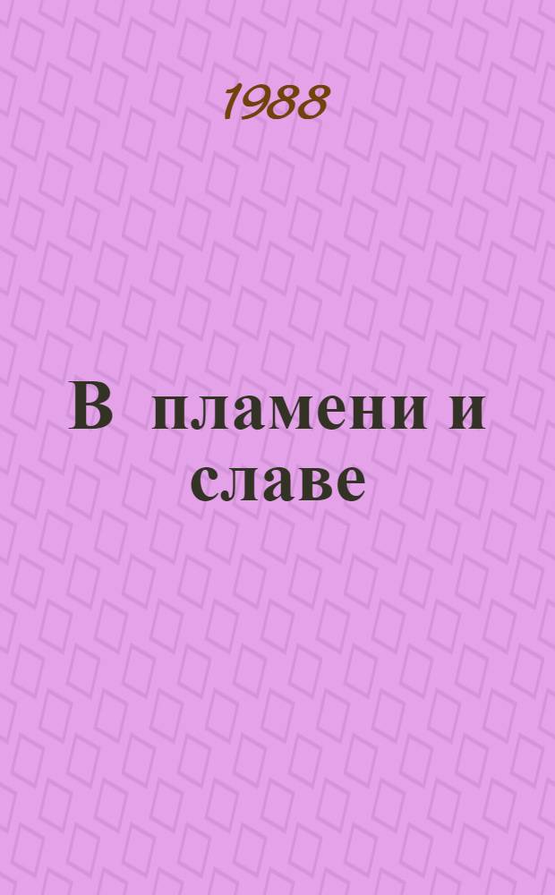 В пламени и славе : Репортаж о мужестве : О гвард. Иркут.-Пин. мотострелковой дивизии им. Верховного Совета РСФСР