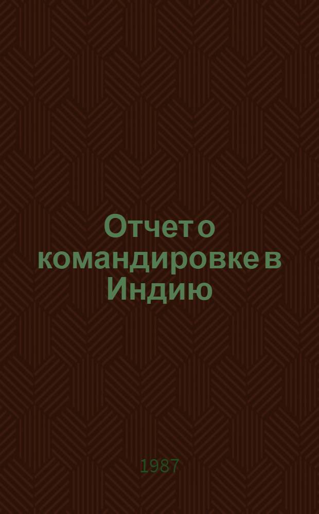 Отчет о командировке в Индию