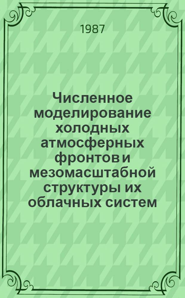 Численное моделирование холодных атмосферных фронтов и мезомасштабной структуры их облачных систем : Автореф. дис. на соиск. учен. степ. канд. физ.-мат. наук : (01.04.12)