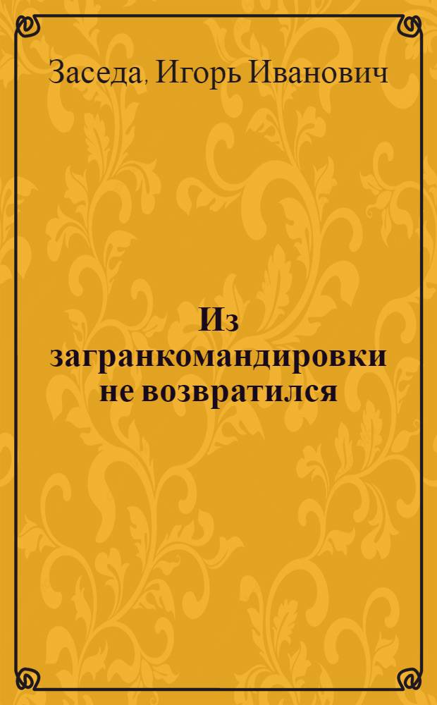 Из загранкомандировки не возвратился : Роман