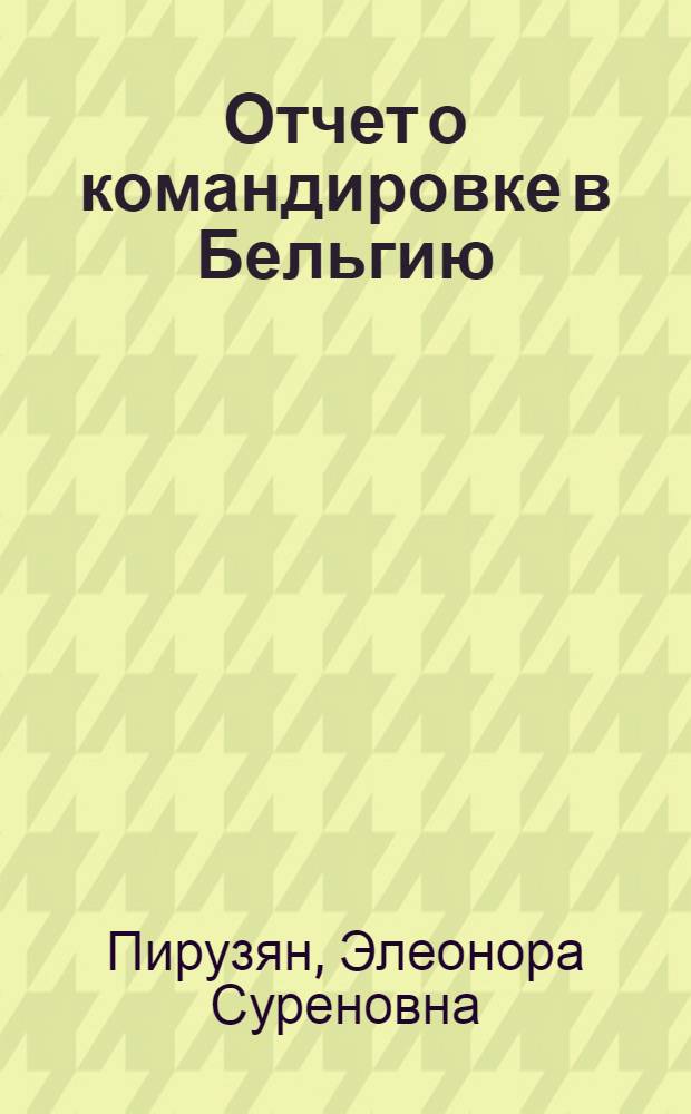 Отчет о командировке в Бельгию