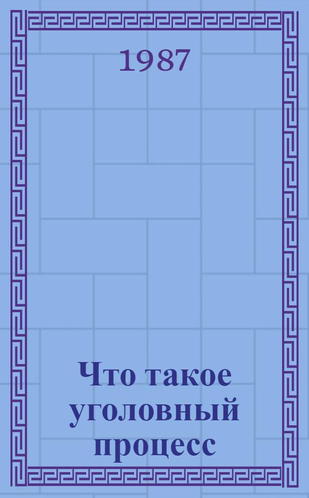 Что такое уголовный процесс : (Беседы с нар. заседателями)