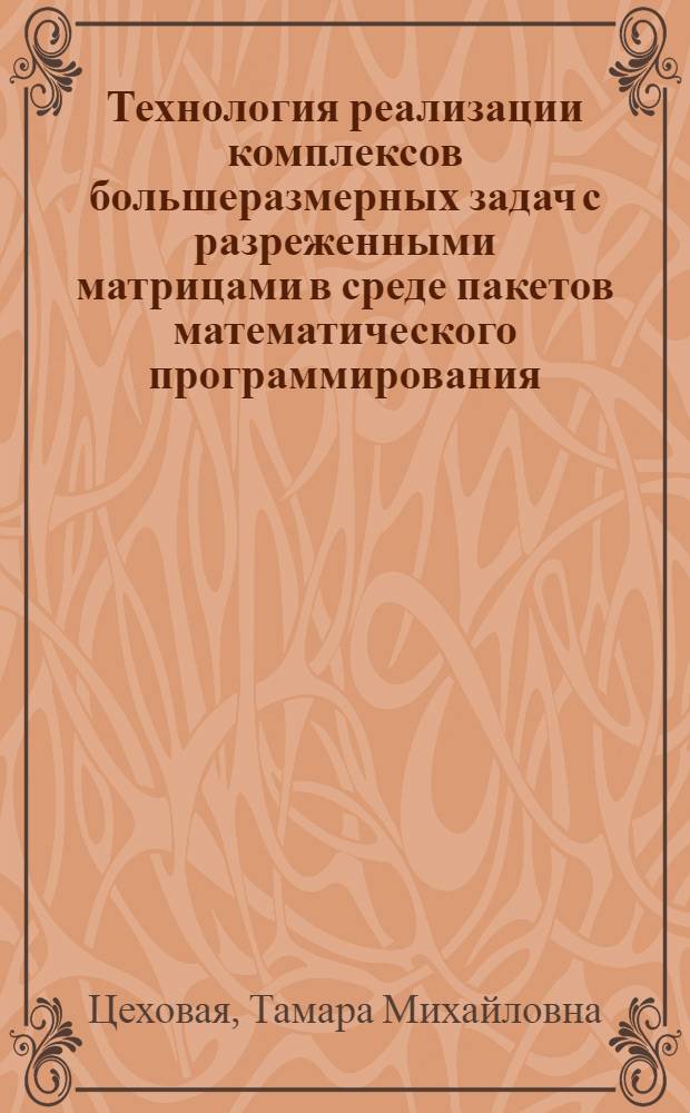 Технология реализации комплексов большеразмерных задач с разреженными матрицами в среде пакетов математического программирования : Автореф. дис. на соиск. учен. степ. канд. техн. наук : (05.13.06)