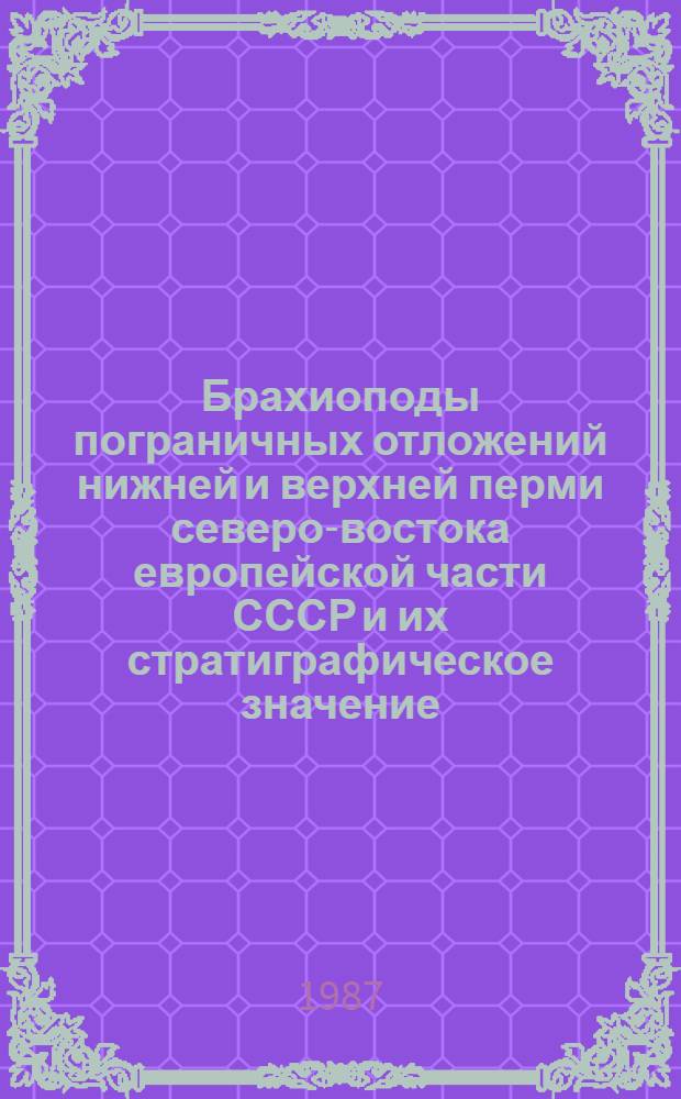 Брахиоподы пограничных отложений нижней и верхней перми северо-востока европейской части СССР и их стратиграфическое значение : Автореф. дис. на соиск. учен. степ. канд. геол.-минерал. наук : (04.00.09)