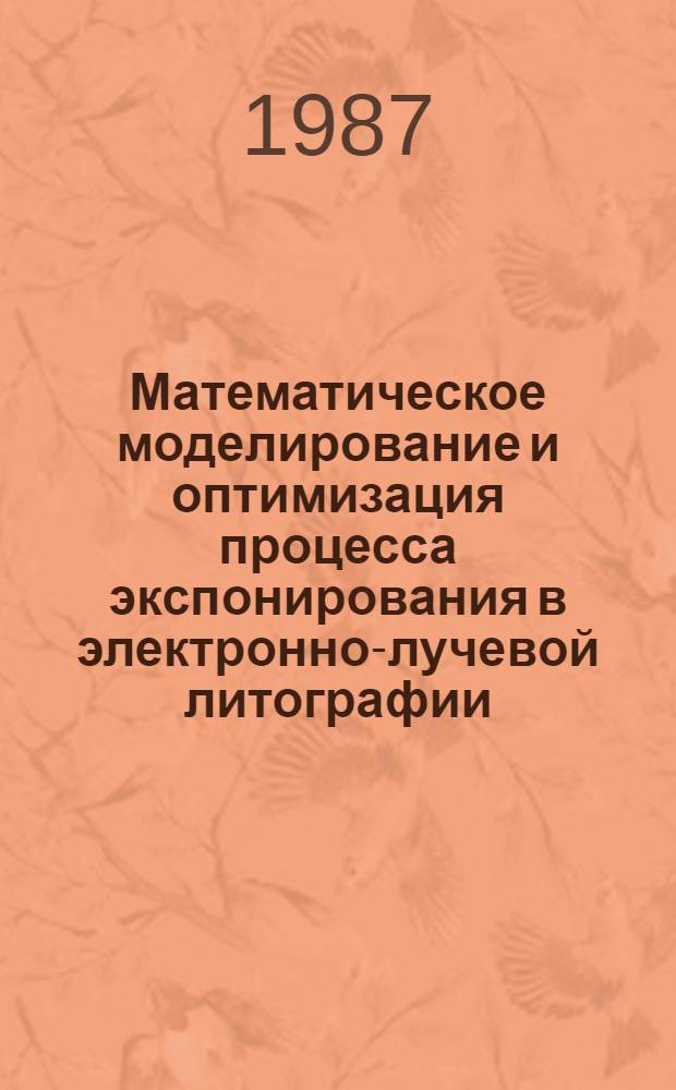 Математическое моделирование и оптимизация процесса экспонирования в электронно-лучевой литографии : Автореф. дис. на соиск. учен. степ. к. ф.-м. н