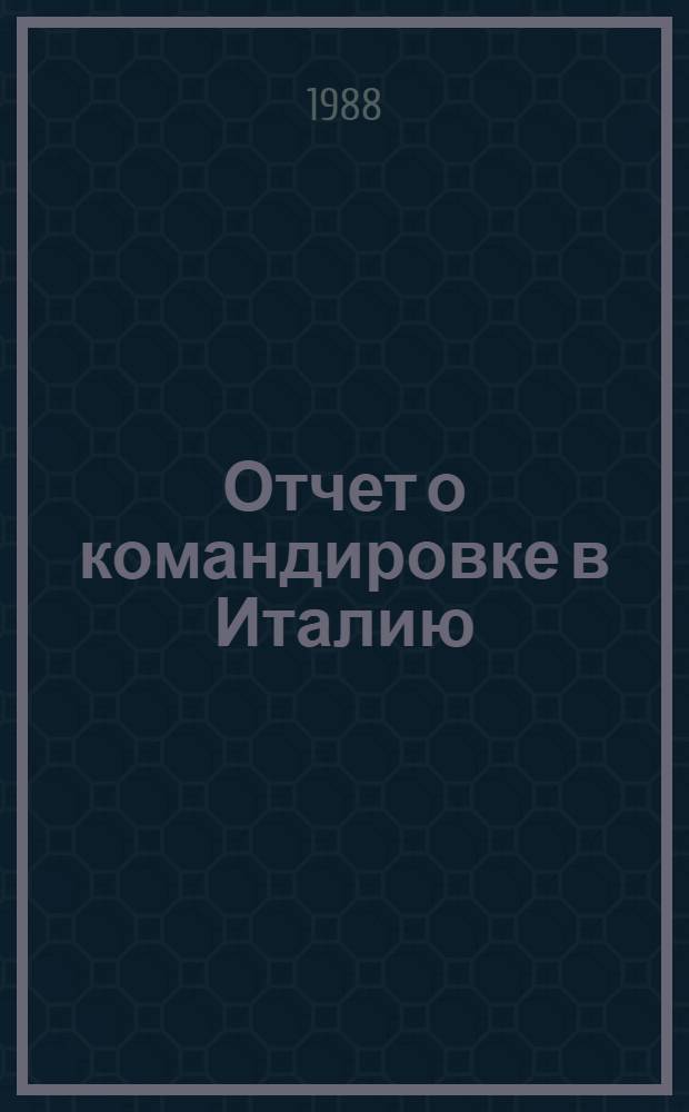 Отчет о командировке в Италию