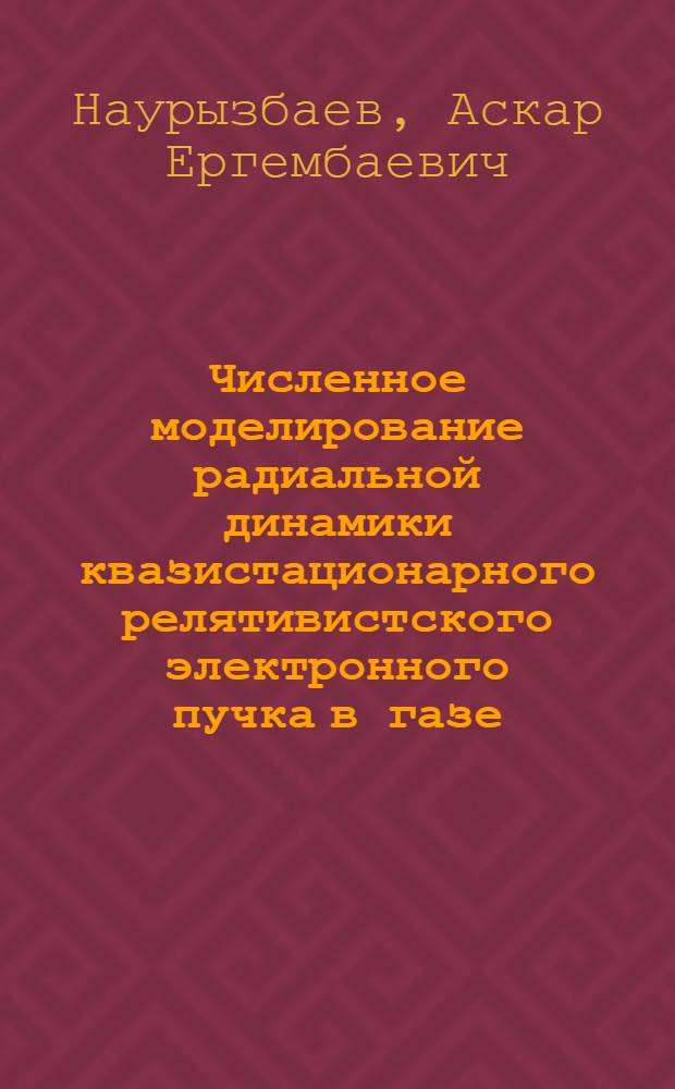 Численное моделирование радиальной динамики квазистационарного релятивистского электронного пучка в газе : Автореф. дис. на соиск. учен. степ. канд. физ.-мат. наук : (01.04.08)