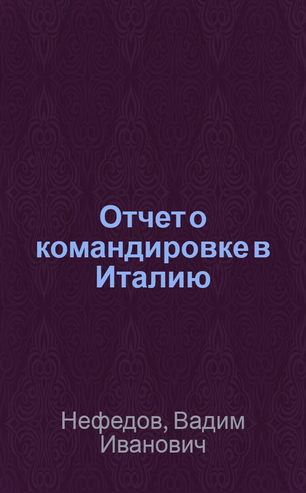 Отчет о командировке в Италию