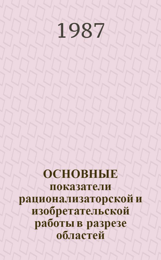 ОСНОВНЫЕ показатели рационализаторской и изобретательской работы в разрезе областей, министерств и ведомств Казахской ССР...