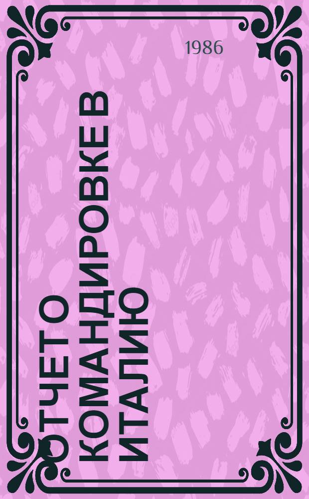 Отчет о командировке в Италию