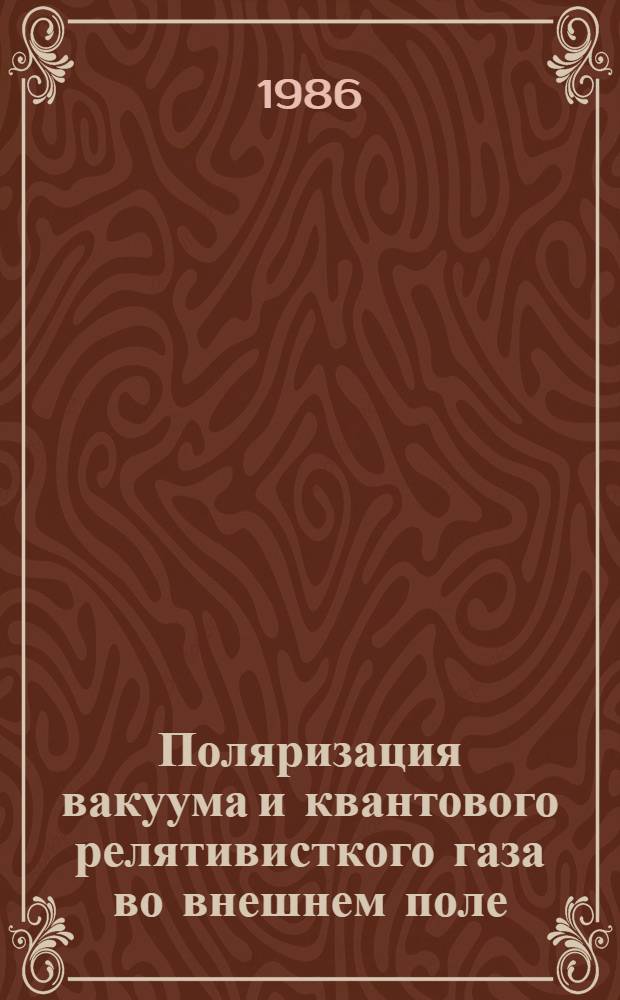 Поляризация вакуума и квантового релятивисткого газа во внешнем поле : Автореф. дис. на соиск. учен. степ. д-ра физ.-мат. наук : (01.04.02)