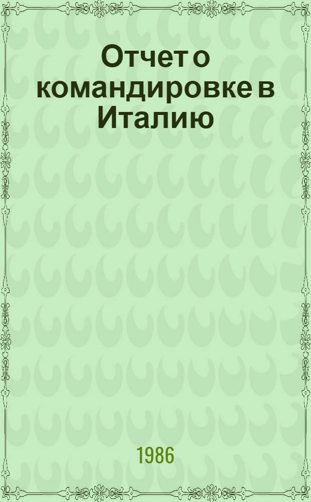 Отчет о командировке в Италию