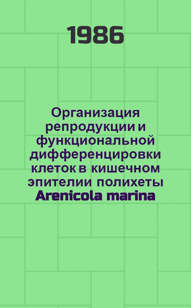 Организация репродукции и функциональной дифференцировки клеток в кишечном эпителии полихеты Arenicola marina : Автореф. дис. на соиск. учен. степ. канд. биол. наук : ( 03.00.11)