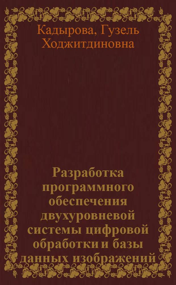 Разработка программного обеспечения двухуровневой системы цифровой обработки и базы данных изображений : Автореф. дис. на соиск. учен. степ. канд. техн. наук : (05.13.06)