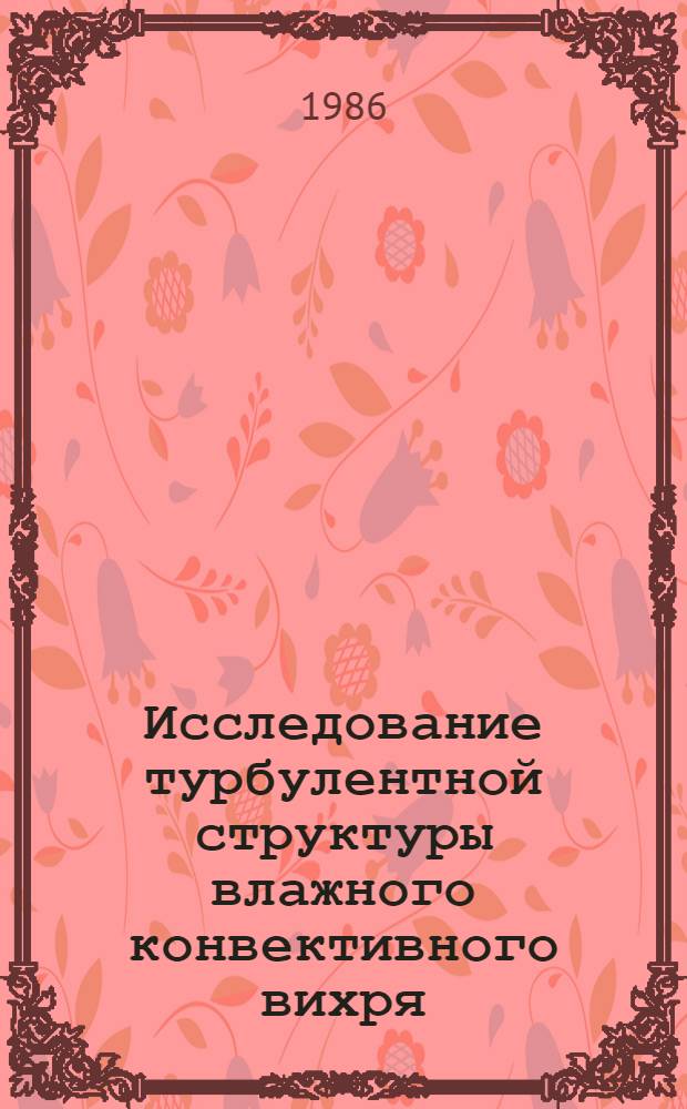 Исследование турбулентной структуры влажного конвективного вихря : Автореф. дис. на соиск. учен. степ. канд. физ.-мат. наук : (01.04.12)