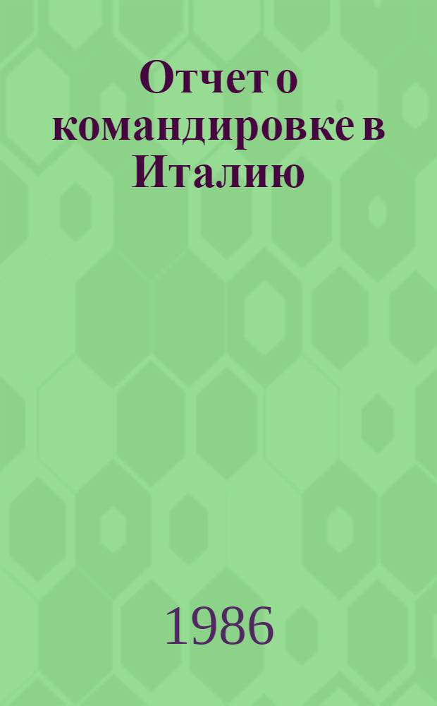 Отчет о командировке в Италию