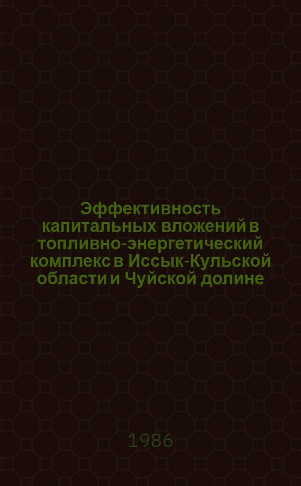 Эффективность капитальных вложений в топливно-энергетический комплекс в Иссык-Кульской области и Чуйской долине