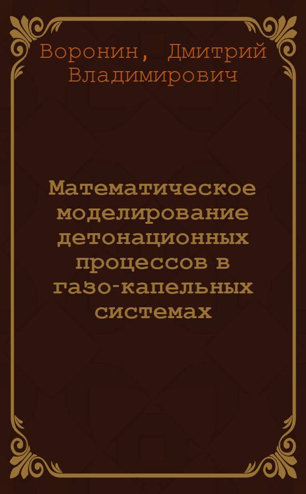 Математическое моделирование детонационных процессов в газо-капельных системах : Автореф. дис. на соиск. учен. степ. к. ф.-м. н