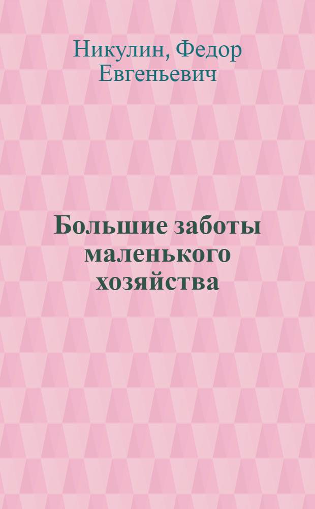 Большие заботы маленького хозяйства