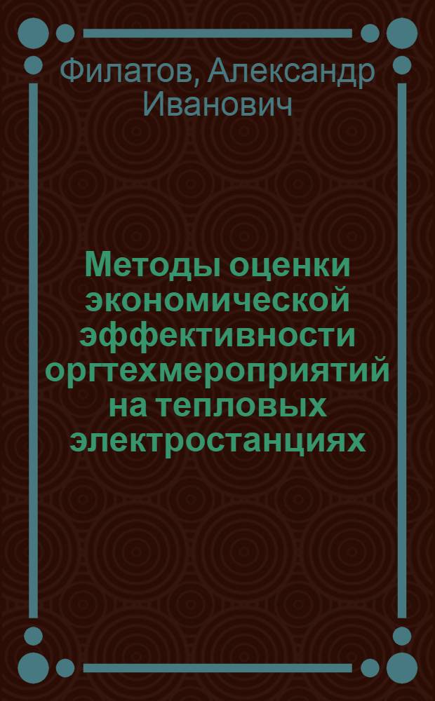 Методы оценки экономической эффективности оргтехмероприятий на тепловых электростанциях : Обзор