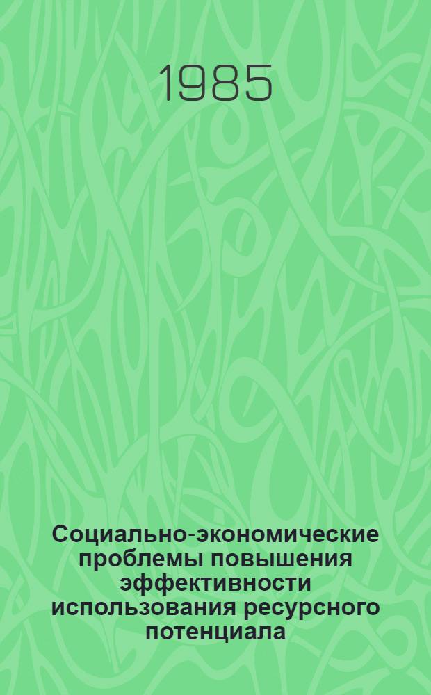 Социально-экономические проблемы повышения эффективности использования ресурсного потенциала : Тез. докл.