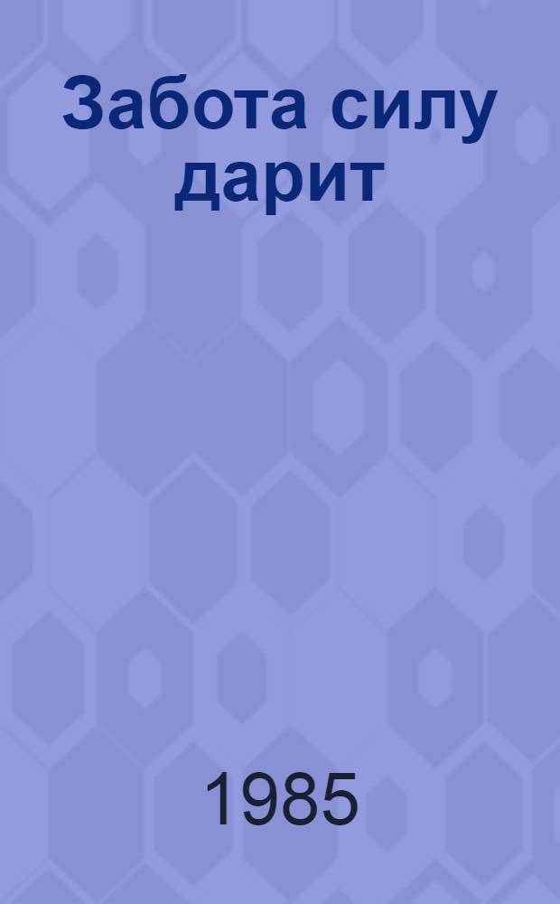 Забота силу дарит : Опыт работы