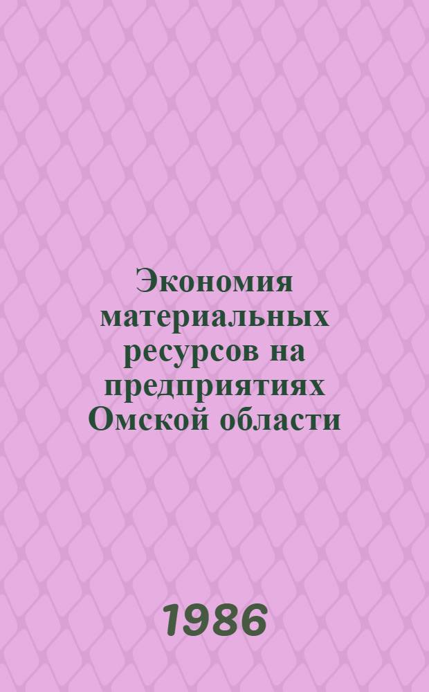 Экономия материальных ресурсов на предприятиях Омской области : Библиогр. указ... ... [за 1982-1985 гг.