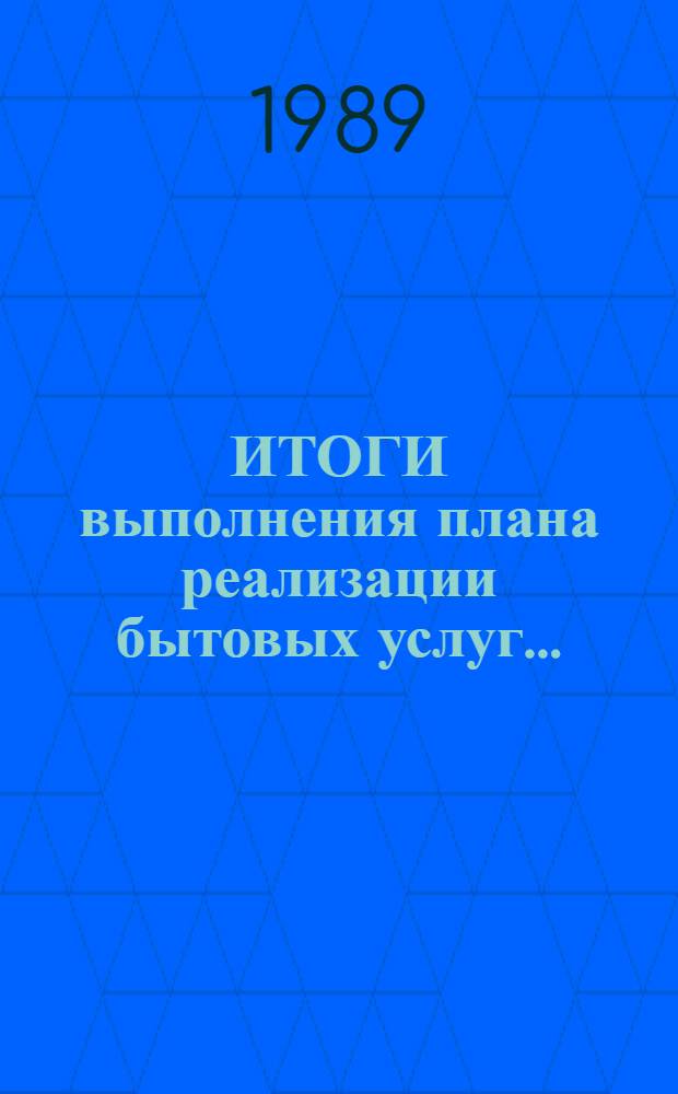 [ИТОГИ выполнения плана реализации бытовых услуг...] : (По телегр. данным)