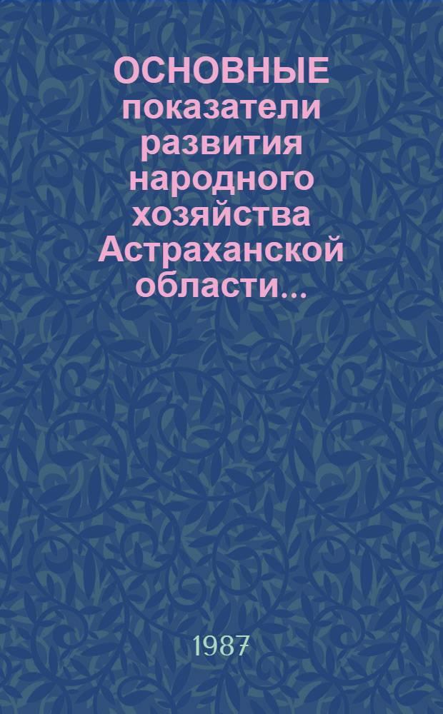 ОСНОВНЫЕ показатели развития народного хозяйства Астраханской области.. : (Крат. стат. сб.). ... за 1986 год