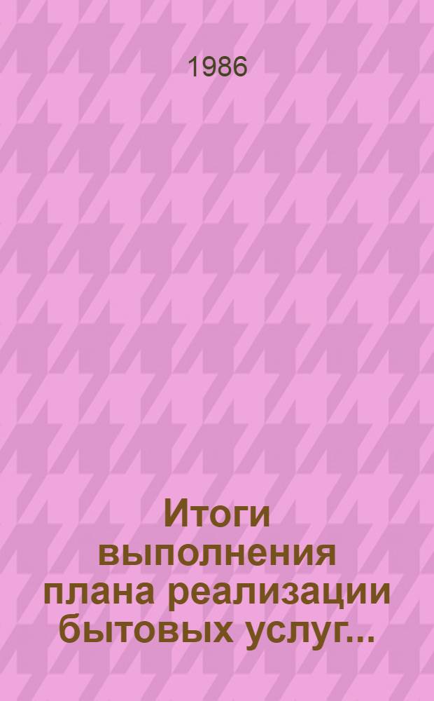 Итоги выполнения плана реализации бытовых услуг... (по телеграф. дан.). ... за январь-июнь 1986 года